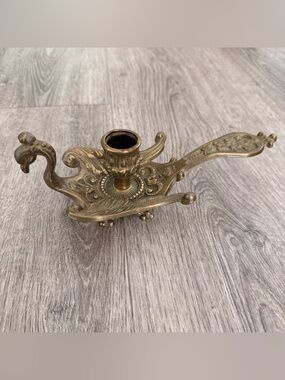 Vintage Ornate Brass Candle Holder